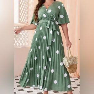 Beautiful Polka Dot green dress